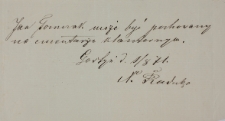 Zezwolenie na pochówek Jana Tomaka z 1.VIII.1871