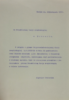 List Ojca Superiora Władysława Służałka do Kurii Arcybiskupiej w Poznaniu z 21.XI.1930
