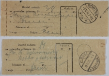 Dowody nadania przesyłek pocztowych z 3.XI.1930 i 19.XI.1930