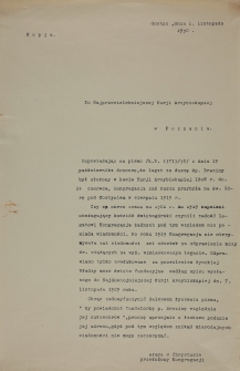 Kopia listu Ojca Przełożonego Władysława Służałka do Kurii Arcybiskupiej w Poznaiu z 1.XI.1930