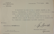 List Kurii Arcybiskupej do Ojca Przełożonego Władysława Służałka z 7.XI.1930