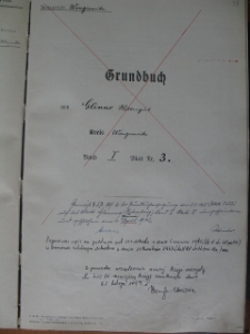Placówka wychowawcza w Antoniewie. Grudbuch Glinno Band (Tom) I Blatt (Karta 3)