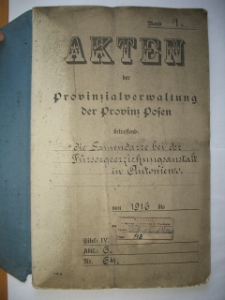 Zespół: Starostwo Krajowe w Poznaniu, sygn. 513. Akten der Provinzialverwaltung der Provinz Posen betreffend die Sammendare bei der Fürsorgeerziehungsanstalt in Antoniewo. 1916-1917