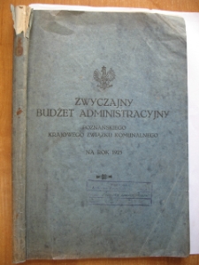 Zespół: Starostwo Krajowe w Poznaniu, sygn. 41: Zwyczajny budżet administracyjny Poznańskiego Krajowego Związku Komunalnego za rok 1925