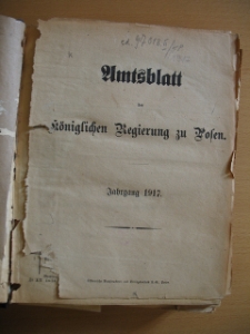 Główna Biblioteka Uniwersytecka w Poznaniu. Amtsblatt der Königlichen Regierung zu Posen. Jahrgang 1917. (Dziennik Urzędowy Królewskiej Rejencji w Poznaniu. Rok bieżący 1917)