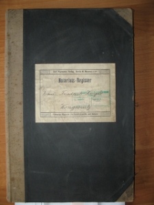 Zespół: Notariusz Friedrich Krüger (931), sygn. 19. Rejestr spraw prowadzonych przez wymienionego notariusza ułożony w porządku chronologicznym