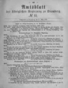 Amtsblatt der K&ouml;niglichen Preussischen Regierung zu Bromberg. 1878.03.15 No.11