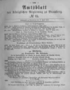 Amtsblatt der K&ouml;niglichen Preussischen Regierung zu Bromberg. 1878.04.12 No.15