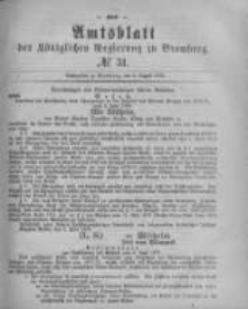 Amtsblatt der K&ouml;niglichen Preussischen Regierung zu Bromberg. 1878.08.02 No.31