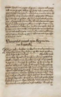 Vniuersał przed tym seymem na seymiki, Dan w Warszawie dnia [...] miesiąca Roku Panskiego MDCXIII