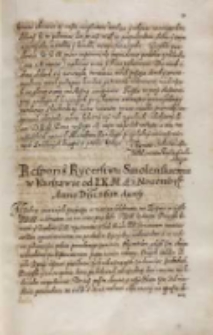 Respons rycerstwu smolenskiemu w Warszawie od JKM [Zygmunta III] d. 1 Nouembris Anno Dni 1613