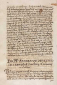 Do [...] senatorow oznaymuiąc o zamysłach tureckich y o conuocatiey w Lublinie, Warszawa 09.04.1614