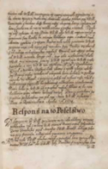 Respons na to poselstwo [Zygmunta III 1614]
