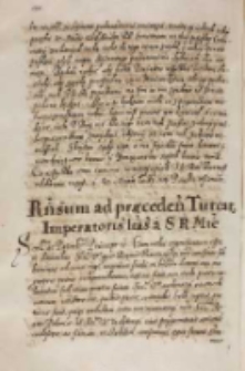Responsum ad praecedentes Turcarum imperatoris [Ahmedi I] literas a SRMte [Sigismundo III], Warszawa 08.06.1614