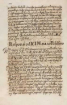 Respons od KJM [Zygmunta III] na to poselstwo [1614]