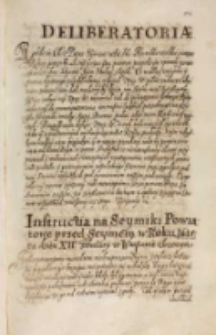 Instructia na seymiki powiatowe przed seymem w roku 1615 na dzień XII February w Warszawie złożonym [Warszawa 18.11.1614]