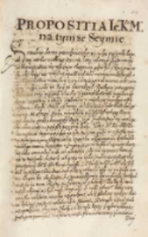 Propositia [...] Zygmunta III] na tym ze seymie [12.02.1615]