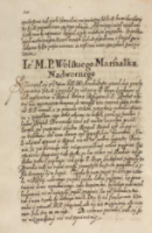 Votum [...] [Mikołaja] Wolskiego marszałka nadwornego