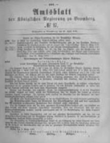 Amtsblatt der K&ouml;niglichen Preussischen Regierung zu Bromberg. 1879.04.25 No.17