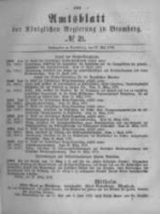 Amtsblatt der K&ouml;niglichen Preussischen Regierung zu Bromberg. 1879.05.23 No.21