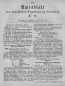 Amtsblatt der K&ouml;niglichen Preussischen Regierung zu Bromberg. 1881.07.15 No.28