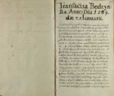 Transactia Będzyńska Anno Dni. 1589 die z 25 Ianuarii