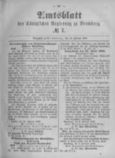 Amtsblatt der K&ouml;niglichen Preussischen Regierung zu Bromberg. 1896.02.13 No.7
