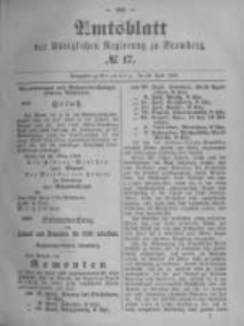Amtsblatt der K&ouml;niglichen Preussischen Regierung zu Bromberg. 1896.04.23 No.17