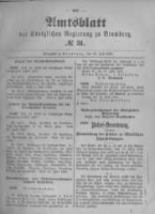 Amtsblatt der K&ouml;niglichen Preussischen Regierung zu Bromberg. 1896.07.30 No.31