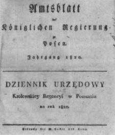 Amtsblatt der Königlichen Regierung zu Posen. 1820.01.04 Nro.1