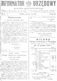 Informator Urzędowy Powiatu Gnieźnieńskiego 1934.05.09 R.83 Nr33