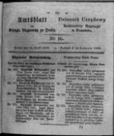 Amtsblatt der K&ouml;niglichen Regierung zu Posen. 1826.04.18 Nro.16