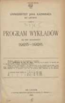 Program wykładów w roku akademickim 1925-1926. Uniwersytet Jana Kazimierza we Lwowie