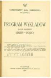 Program wykładów na rok akademicki 1928-1929. Uniwersytet Jana Kazimierza we Lwowie