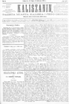 Kaliszanin: gazeta miasta Kalisza i jego okolic 1878.04.02 Nr27