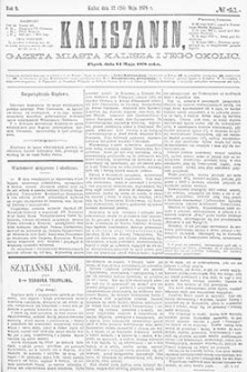 Kaliszanin: gazeta miasta Kalisza i jego okolic 1878.05.24 Nr41