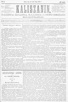 Kaliszanin: gazeta miasta Kalisza i jego okolic 1878.05.28 Nr42