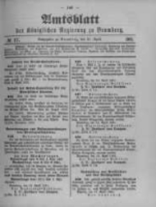 Amtsblatt der K&ouml;niglichen Preussischen Regierung zu Bromberg. 1901.04.25 No.17