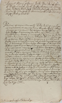 Kopia listu Augusta II do kasztelana połanieckiego z 20.11.1705