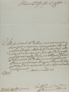 List Vincenti Giovanni do Jana Szembeka z 1730 roku