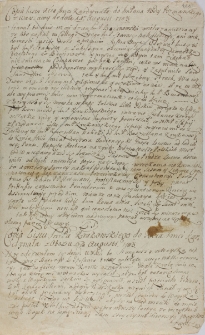 Copia listu Xięc Imci kardynała [Michał Radziejowski] do ImPana woiewody poznańskiego [Stanisław Leszczyński] z Warszawy de dato 11 augusti 1703