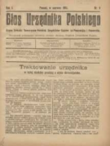 Głos Urzędnika Polskiego : organ Związku Towarzystw Polskich Urzędnik&oacute;w Państwowych na Poznańskie i Pomorskie 1921.06 R.1 Nr3