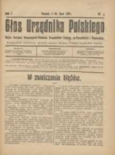 Głos Urzędnika Polskiego : organ Związku Towarzystw Polskich Urzędnik&oacute;w Państwowych na Poznańskie i Pomorskie 1921.07.1-15R.1 Nr4