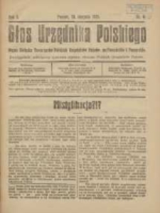 Głos Urzędnika Polskiego : organ Związku Towarzystw Polskich Urzędnik&oacute;w Państwowych na Poznańskie i Pomorskie 1921.08 R.1 Nr5
