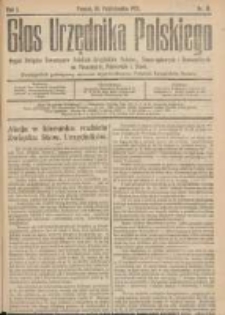 Głos Urzędnika Polskiego : organ Związku Towarzystw Polskich Urzędnik&oacute;w Państwowych na Poznańskie i Pomorskie 1921.10.31 R.1 nr11