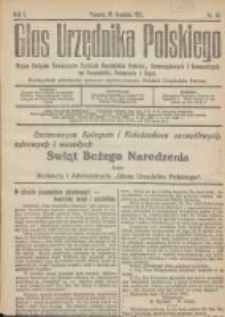 Głos Urzędnika Polskiego : organ Związku Towarzystw Polskich Urzędnik&oacute;w Państwowych na Poznańskie i Pomorskie 1921.12.19 R.1 Nr14