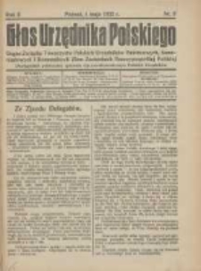 Głos Urzędnika Polskiego : organ Związku Towarzystw Polskich Urzędnik&oacute;w Państwowych na Poznańskie i Pomorskie 1922.05.01 R.2 Nr5