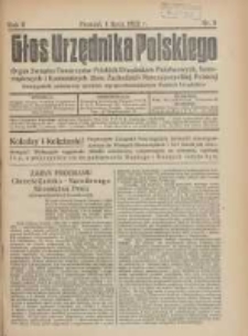 Głos Urzędnika Polskiego : organ Związku Towarzystw Polskich Urzędnik&oacute;w Państwowych na Poznańskie i Pomorskie 1922.07.01 R.2 Nr9