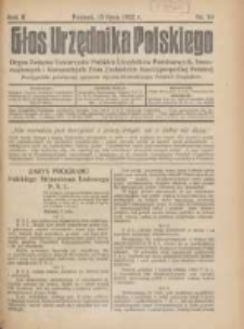 Głos Urzędnika Polskiego : organ Związku Towarzystw Polskich Urzędnik&oacute;w Państwowych na Poznańskie i Pomorskie 1922.07.15 R.2 Nr10