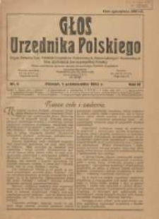 Głos Urzędnika Polskiego:organ Związku Towarzystw Polskich Urzędnik&oacute;w Państwowych,Samorządowych i Komunalnych Ziem Zachodnich Rzeczypospolitej Polskiej 1923.10.01 R.3 Nr4
